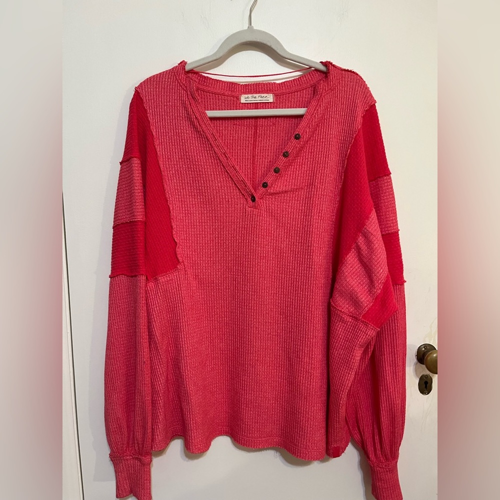 We The Free Callisto Henley Thermal Shirt Pink Size S